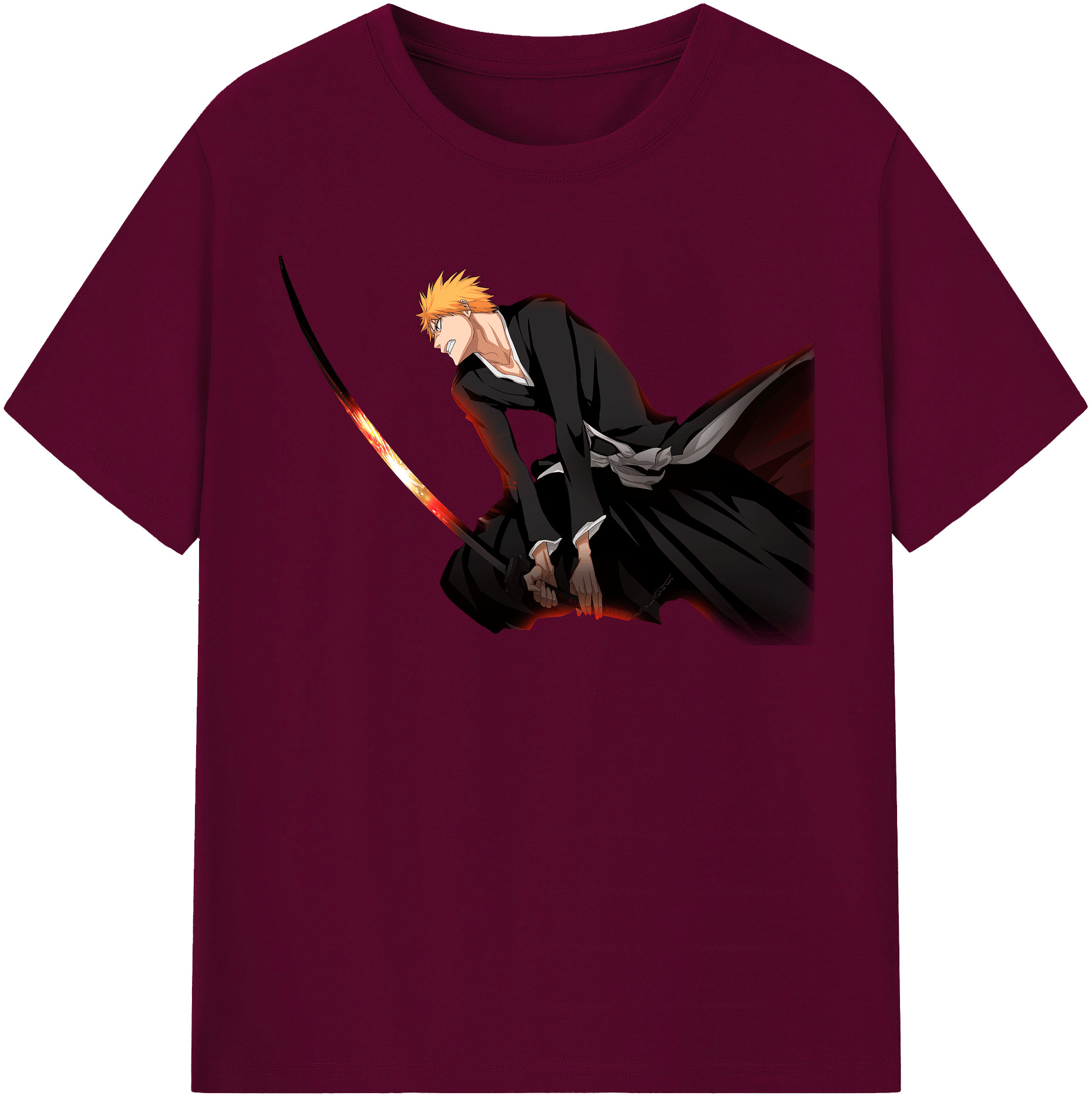 （画像用） ブリーチ 黒崎一護（くろさき いちご）BLEACH Kurosaki Ichigo レディースカジュアルプリントTシャツ（綿100％）